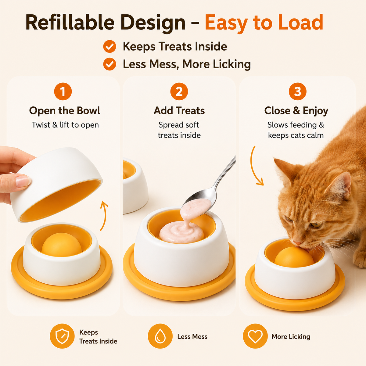 Cat Lick Bowl – Slow Feeder Treat Mat with Suction Base 2