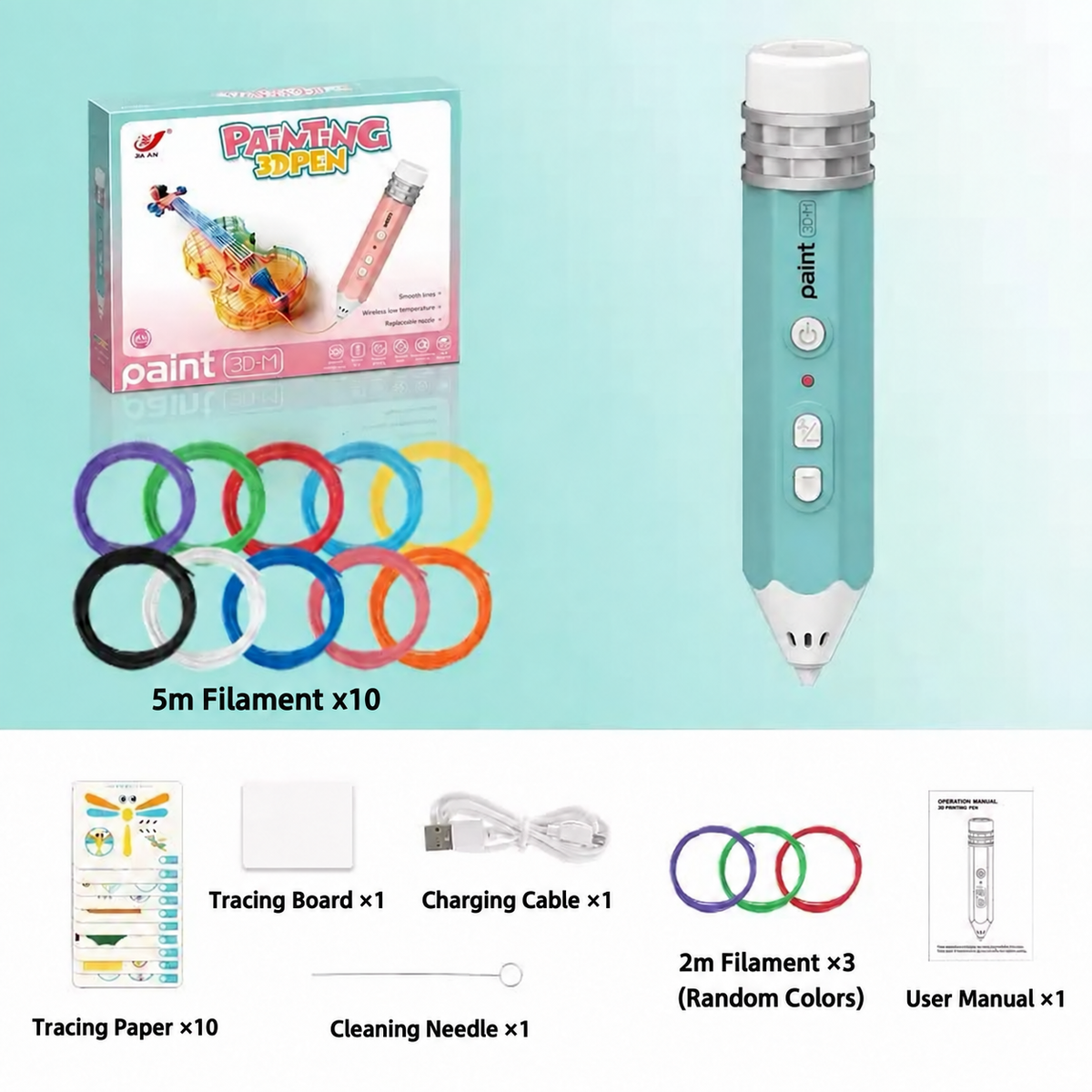 3D Printing Pen Kit for Kids – Rechargeable Starter Set
